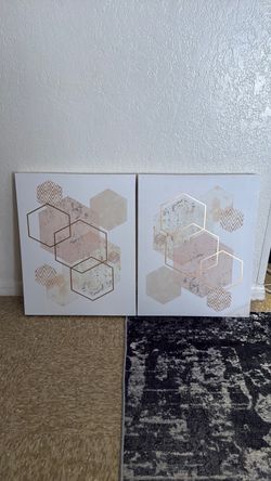 2 print pictures on Canvas. Good sturdy backs. Good condition.