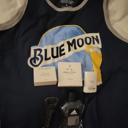One Blue Moon Shirt Size Large, Adidas Dynamic Pulse After Shave, White Moss Soap, aromatherapy Associates Soap, Bottle Opener Keychain 