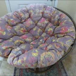 Papasan Lounge Chair w Cushion & Frame, 46'' Wicker & Rattan NICE!
