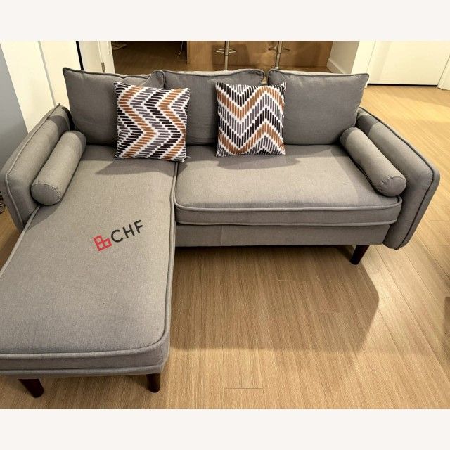 Mid Century Modern Reversible Sectional Sofa With USB Charger And Pillows // Christmas Holiday Sale