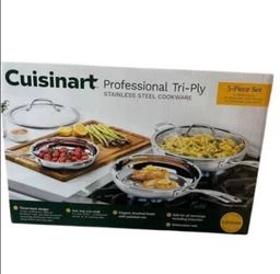 Cuisinart Tri-Ply Clad Stainless Steel 5-piece Skillet Set $30