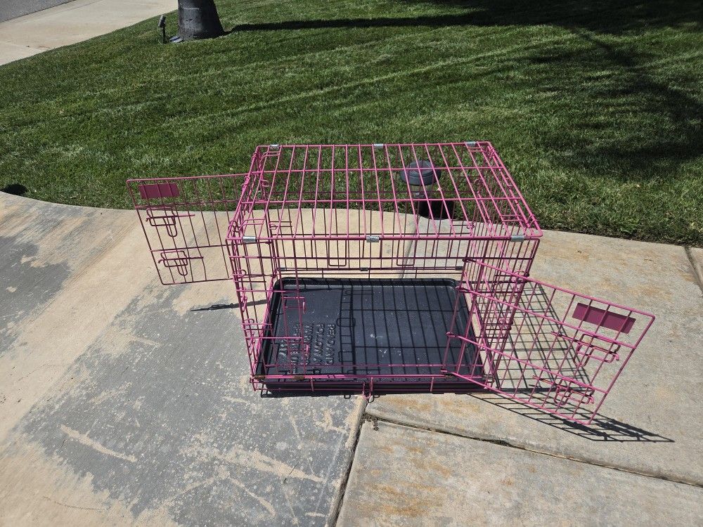 Pink Two Door Dog Crate 🐕 (Please Read Description)