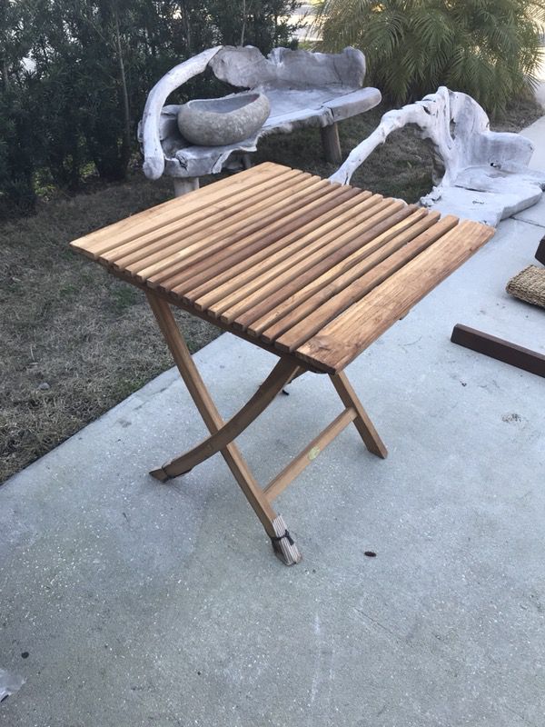 Outdoor teak wood table - patio furniture - teak wooden table - casual - folding