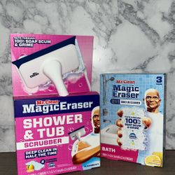 Brand NEW!!! 🛁    Mr. Clean Magic Eraser Shower + Tub Scrubber w/ Refill Erasers (((PENDING PICK UP TODAY)))