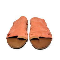 Miz Mooz Rian Orange Boho Sandals Soft Leather Toe Loop Size 38 / US 7.5, 