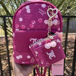 Juicy Couture Pink Cherry backpack with matching wallet