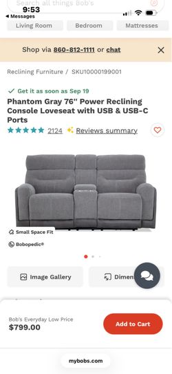 Phantom grey recliner sofa