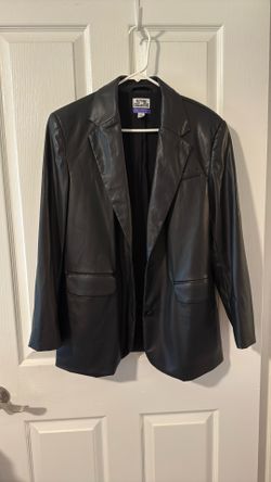 Black Faux Leather Blazer
