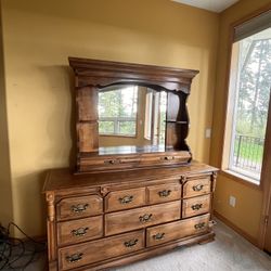 bed frame and dresser with hutch 