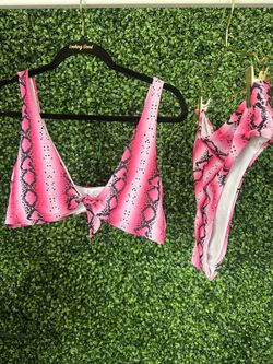 Pink Animal Print Plus Size Bikini Set
