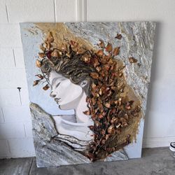 Textured 3D Woman Portrait Painting