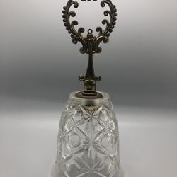 Vintage Lead Crystal Bell Brass Handle From Poland 8” Tall