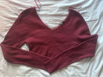 Burgundy off the shoulder crop top