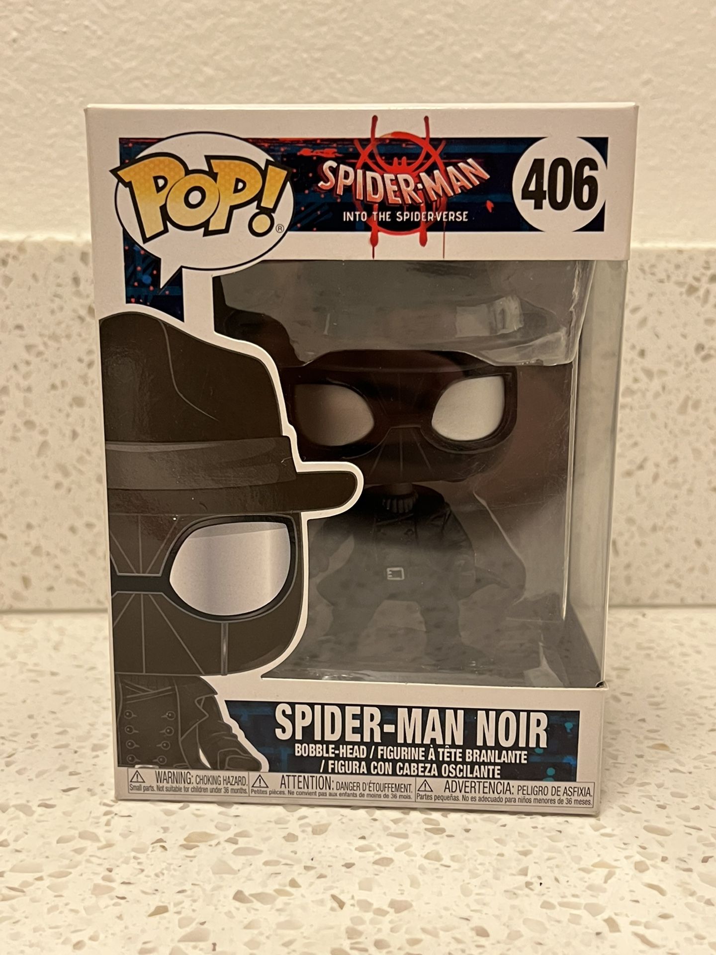 Funko Pop! Spiderman Noir #406 with Hat Marvel: Spider-Man Into The Spider-Verse