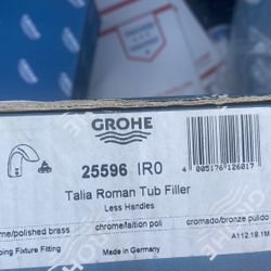 Selling this new in open retail box GROHE 0 TALIA Collection Roman Tub Filler (Less Handles),Chrome 25596 IRO. Item never used all parts And co