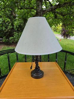 Bronze Table Lamp with Cream Shade