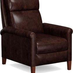 Sunset Trading Ethan Leather Manual Chair | Comfortable Rolled Arms | Contemporary Living Room Furniture | Expresso Brown Pushback Recliners, Espresso
