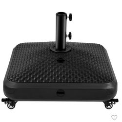 123lbs Water-Filled Rolling Patio Umbrella Base Stand with 4 Wheels for Outdoor Umbrella, Black