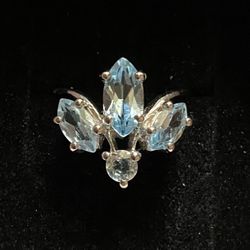 Blue Topaz Ring 925 Sz 7