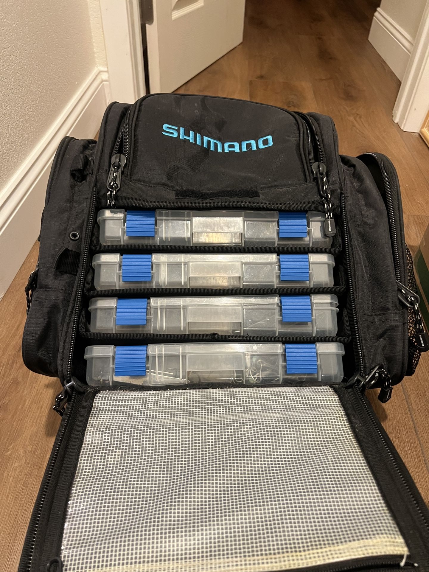 Used Shimano Blackmoon Fishing Tackle Backpack Front Load