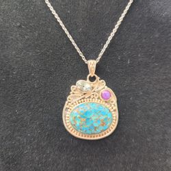 Genuine Blue Mojave Turquoise Pendant 