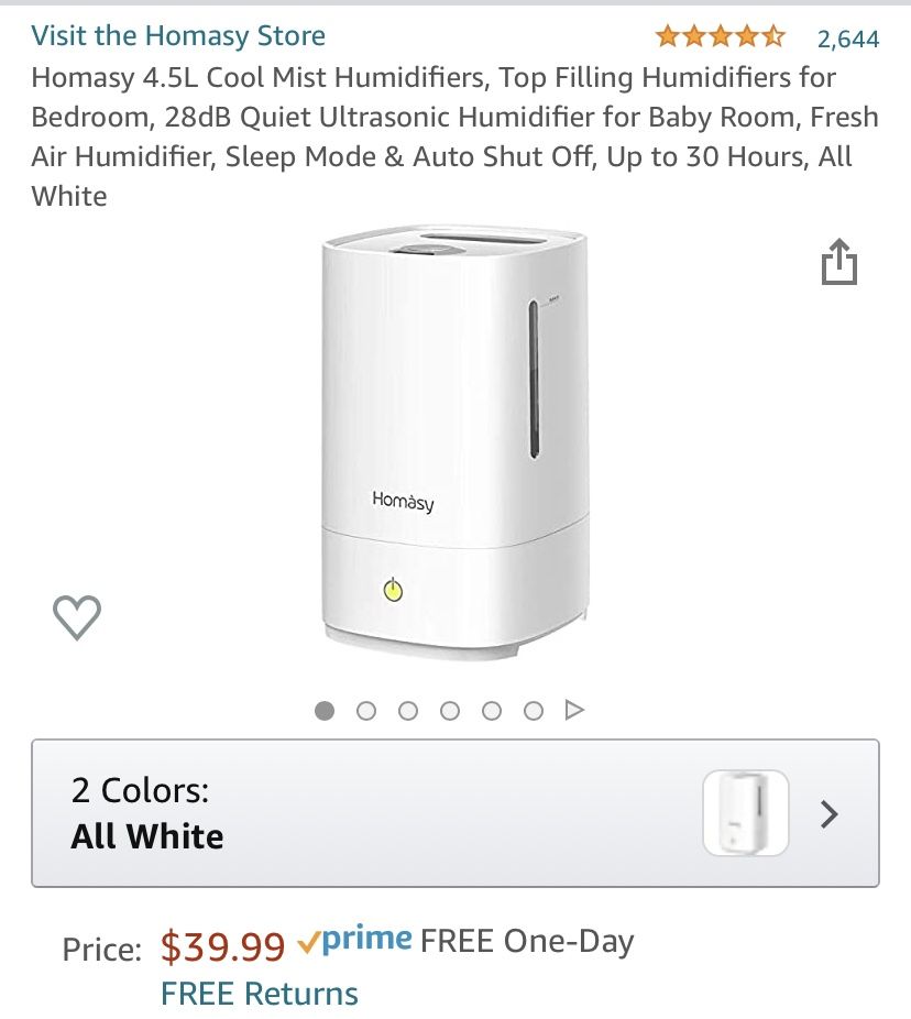 Homasy 4.5L Cool Mist Humidifiers