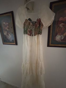 Boho Maxi Dress with Floral Corset Bodice