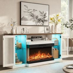 Electric Fireplace and TV Stand Cabinet Set, 70 inch wide