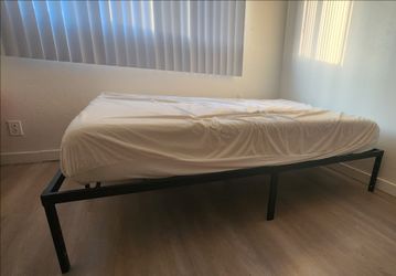 Queen size bed with metal bed frame