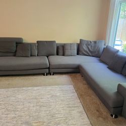 Dark Gray Sectional Couch With Pillows 