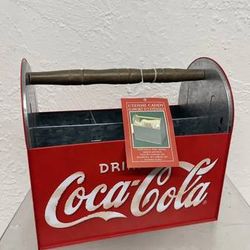 Vintage Coca Cola Tin Metal Caddy With Tags New Never Used Located In Palm Springs CA 
