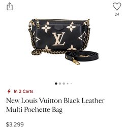 Pre Owned Louis Vuitton Black Leather Multi Pocketed Bag 