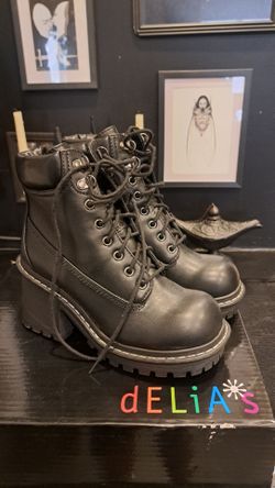 Dolls Kill Black Leather Combat Boots