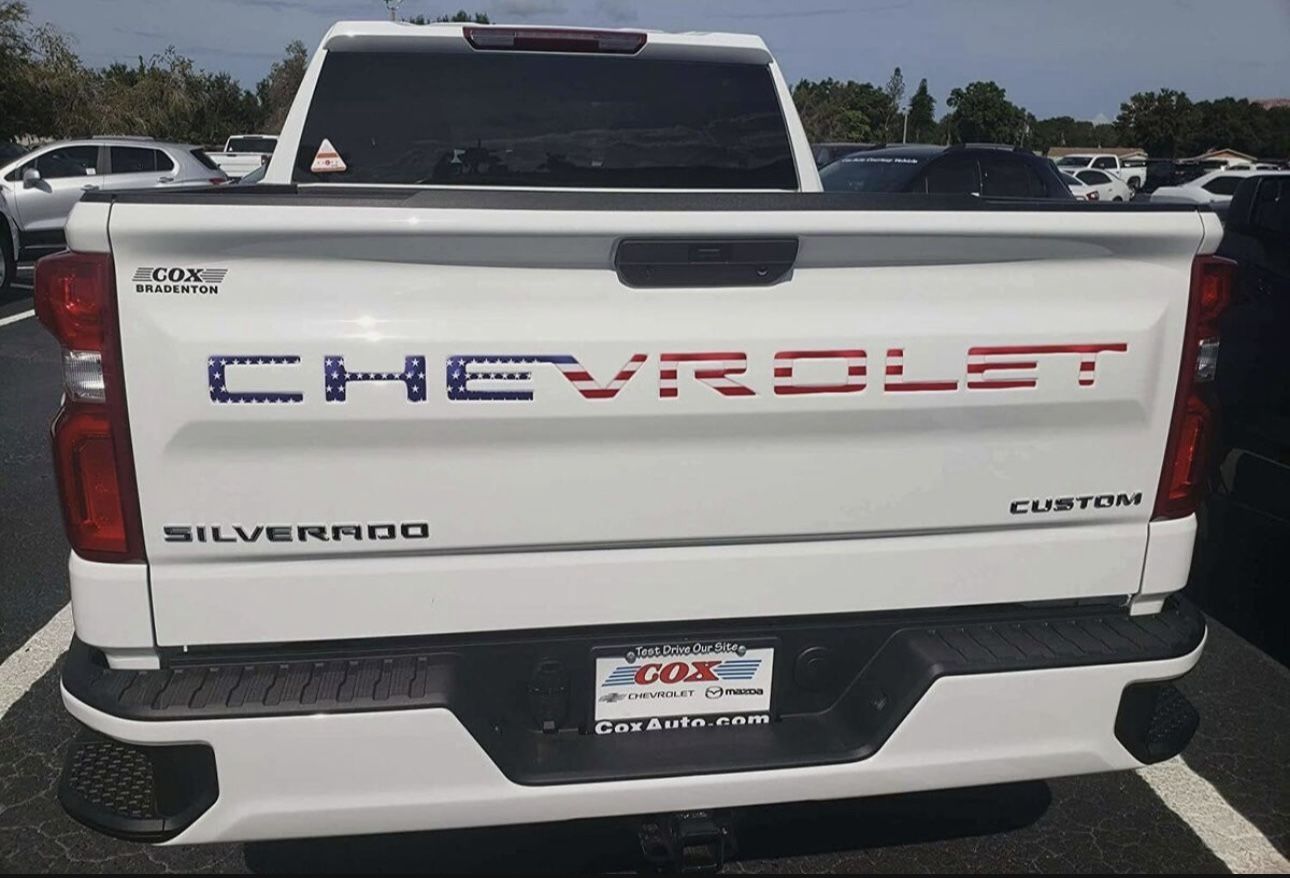 USA flag 3D raised letters fits CHEVROLET SILVERADO 19 20 21 22 23 24