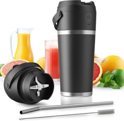Portable Personal Stainless Steel Blender Container,Insulated Hand Held Blender Cups Shakes/Smoothie/Food Prep, Powerful&Compact,Ideal for Travel and