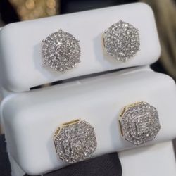 10k .45CT Diamond Yellow Gold Screwback Earrings 