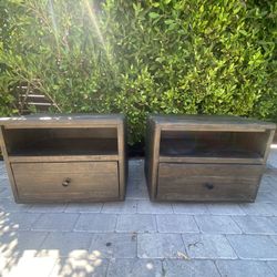 Solid Wood Rustic Nightstands – Pair