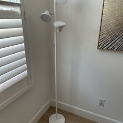 White Floor Lamp, 36W Modern Dimmable Standing Lamp – Adjustable Color Temperature 2700K-6500K – 3 Rotatable LED Heads – Touch & Remote Control – Tall