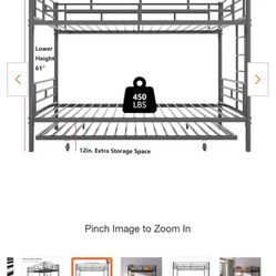 GODEER Black Metal bunk bed with trundle