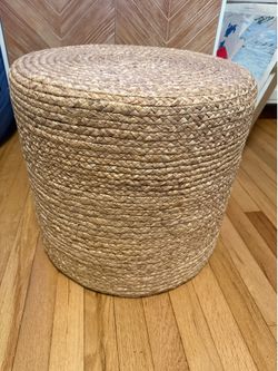 Pouf Ottoman, Natural Braided Poof