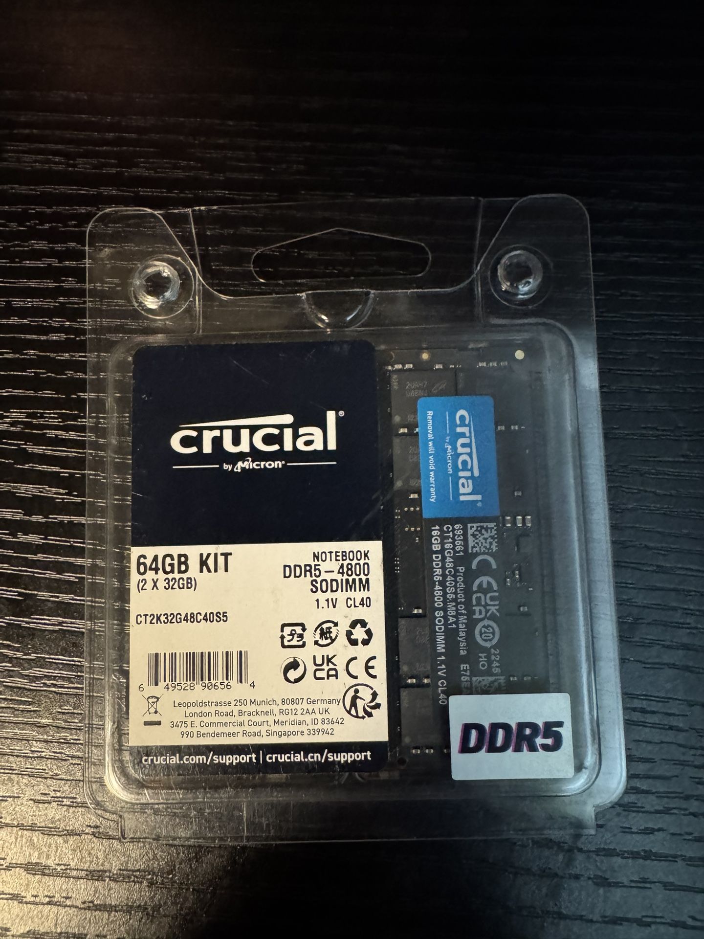 Crucial 32GB DDR5 RAM Kit (2x16GB), 4800MHz CL40 Laptop Memory - SODIMM 262-Pin