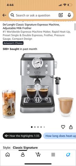 De Longhi Espresso Machine with Milk Frother