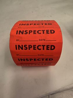 Roll of Red Inspected Sticker Labels 1" x 3" Inspection Stickers
