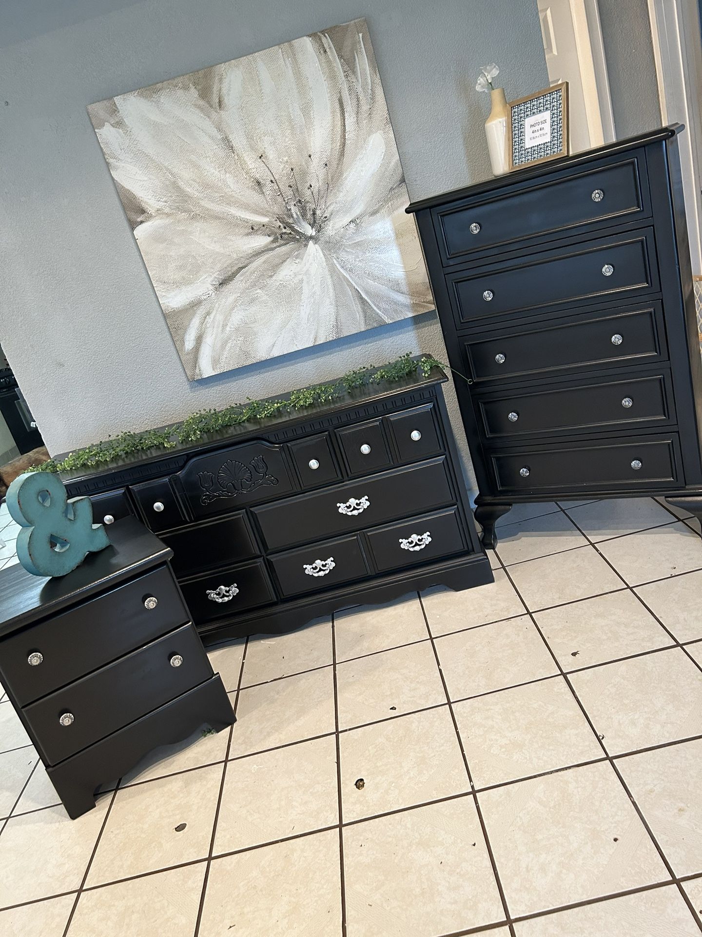 3 Piece Dresser Set Black