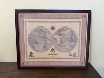 Framed Globular World Map Board