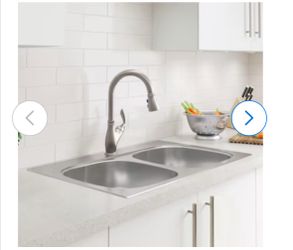 Stainless Steel Double Basin Kitchen Sink with Faucet