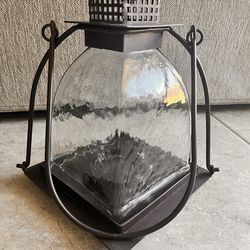 Unique candle holder with rippled textured glass