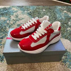 Prada America's Cup Sneakers Red Patent