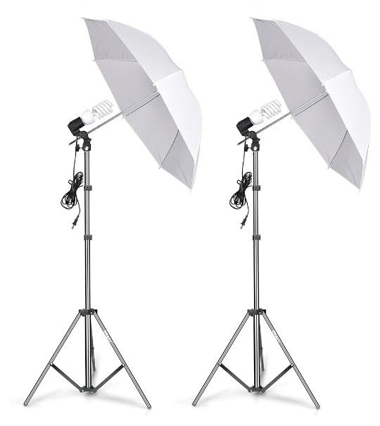 2 EMart Photography Umbrella , Stands, and Green Screen