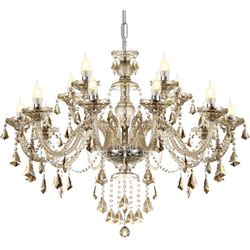 Ridgeyard 15 Lights Luxurious K9 Crystal Chandelier Candle Cognac Pendant Lamp Ceiling Lighting for Dining Living Room Bedroom Hallway Entry (15 Light